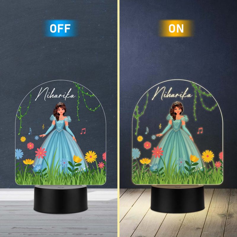 Personalized Princess Night Lamp for Girls Room Decor Customized Name LED Lamp Birthday Return Gift Warm White Light Gift for Kids, Girls & Friends